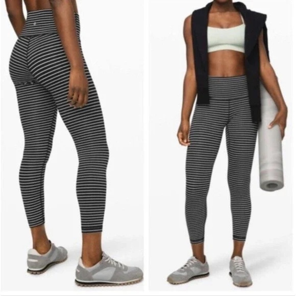 Lululemon wunder under striped crop leggings